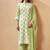 Pista green embroidered schiffly cotton blend straight
