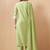 Pista green embroidered schiffly cotton blend straight
