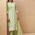 Pista green embroidered schiffly cotton blend straight