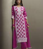 Pink embroidered chinnon straight