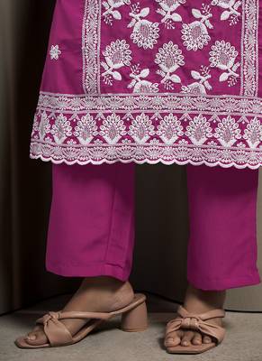 Pink embroidered chinnon straight 5