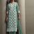 Pista green embroidered chinnon straight