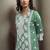 Pista green embroidered chinnon straight
