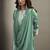 Pista green embroidered chinnon straight