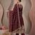 Maroon colour embroidered georgette anarkali suit set with dupatta & pant