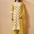 Yellow embroidered schiffly cotton blend straight