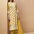 Yellow embroidered schiffly cotton blend straight