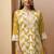 Yellow embroidered schiffly cotton blend straight
