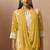 Yellow embroidered schiffly cotton blend straight