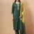Green embroidered schiffly cotton blend straight