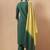 Green embroidered schiffly cotton blend straight