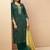 Green embroidered schiffly cotton blend straight