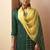 Green embroidered schiffly cotton blend straight