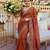 Rust tissue embroidery work saree with work blouse piece