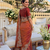 Rust tissue embroidery work saree with work blouse piece