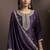 Wine embroidered vichitra silk straight