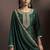 Green embroidered vichitra silk straight