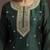 Green embroidered vichitra silk straight