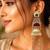 Green Red Meenakari Jhumka Earrings, Dual tone Long Indian Statement Earrings, Peacock Bridal Jewelry