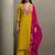 Yellow embroidered cotton blend straight