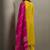 Yellow embroidered cotton blend straight