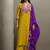 Yellow embroidered cotton blend straight