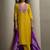 Yellow embroidered cotton blend straight