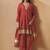 Red embroidered vichitra silk gown