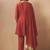 Red embroidered vichitra silk gown
