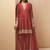 Red embroidered vichitra silk gown