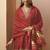 Red embroidered vichitra silk gown