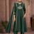 Green embroidered chinnon anarkali