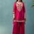 Red embroidered silk blend straight & palazzo
