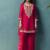 Red embroidered silk blend straight & palazzo