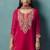 Red embroidered silk blend straight & palazzo