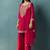 Red embroidered silk blend straight & palazzo