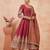 Peach colour embroidered georgette anarkali suit set with dupatta & pant
