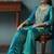 Teal blue embroidered silk blend straight & palazzo