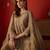 Beige vichitra silk embroidered anarkali kurta set.