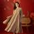 Beige vichitra silk embroidered anarkali kurta set.