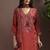 Rust embroidered with mirror work silk blend straight & palazzo