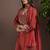 Rust embroidered with mirror work silk blend straight & palazzo