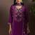 Purple embroidered with mirror work silk blend straight & palazzo
