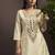 Cream embroidered silk blend straight & palazzo