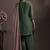 Green embroidered silk blend straight & palazzo