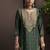 Green embroidered silk blend straight & palazzo