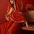 Orange vichitra silk embroidered anarkali kurta set.