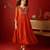 Orange vichitra silk embroidered anarkali kurta set.