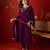 Wine vichitra silk embroidered anarkali kurta set