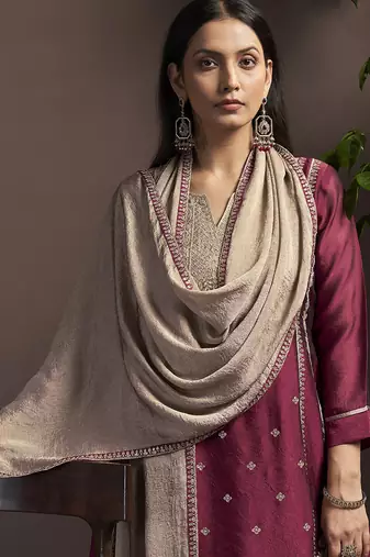 Red embroidered silk blend straight & palazzo